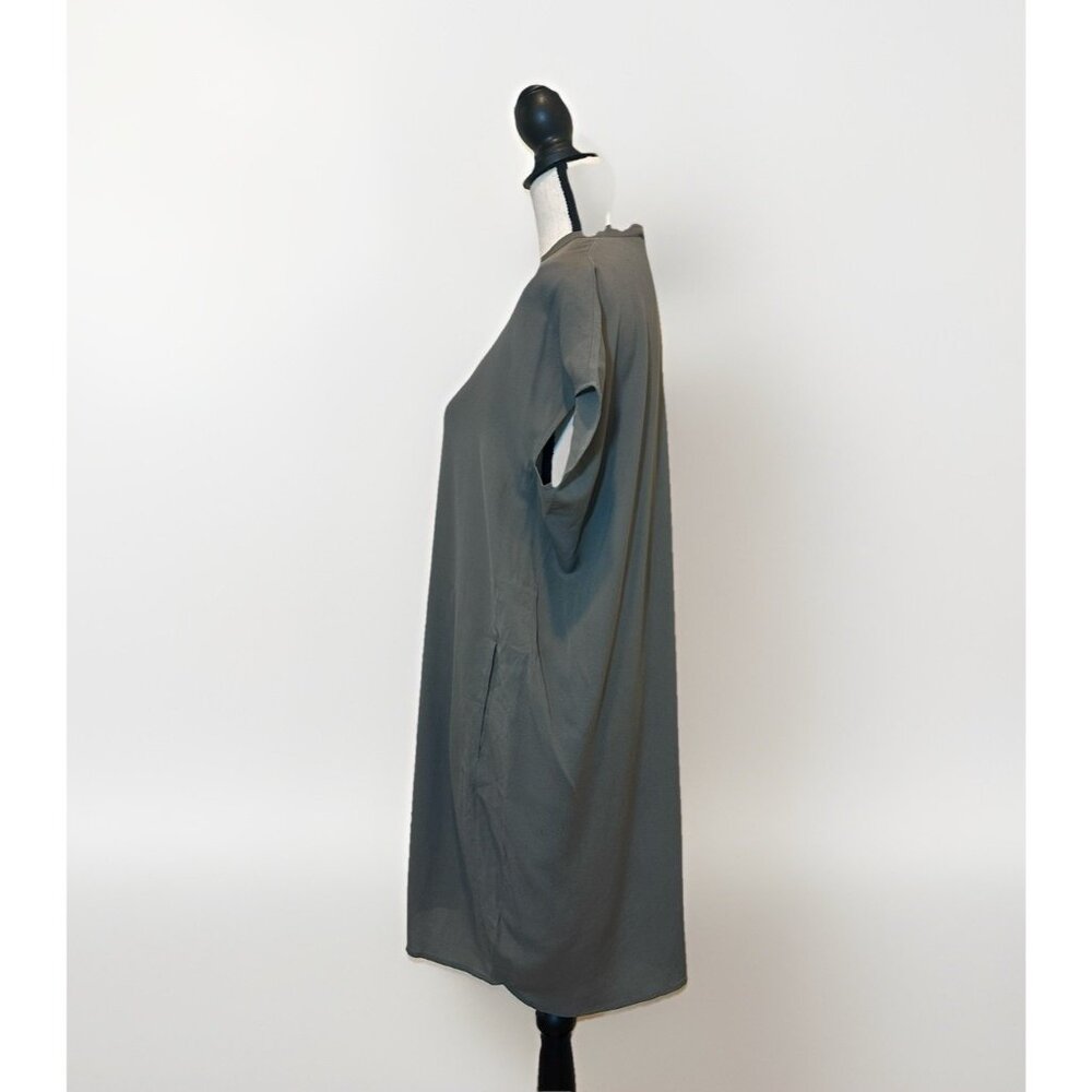 Vince Dress Women’s Medium Silk Olive Green Gray Tunic Shirt Dress - Picture 4 of 14